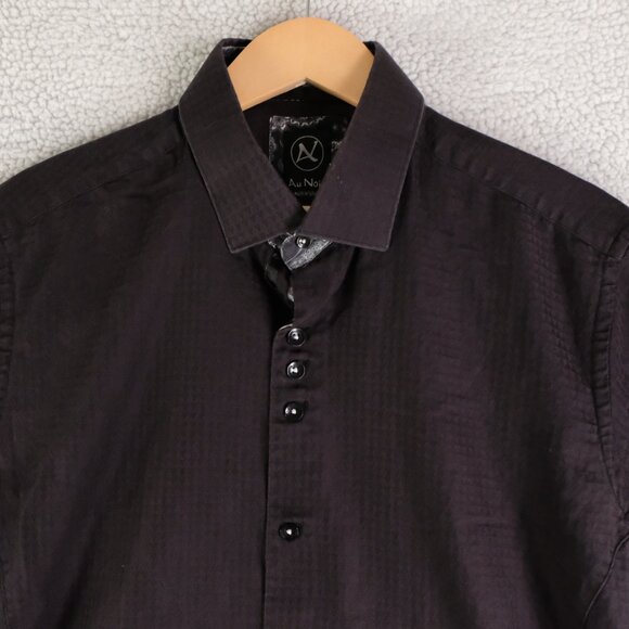 Au Noir Shirt Mens 4 Large Black Short Sleeve Button Up Geometric Stretch - Picture 2 of 9